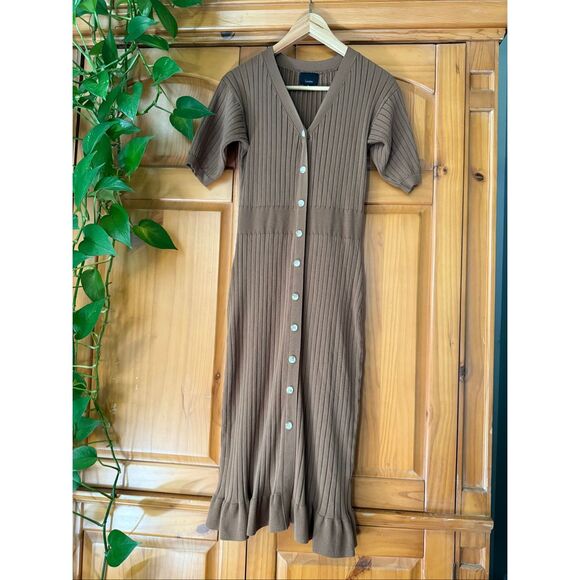 Lumiere Ribbed Knit Bottons Mermaids Style Hem Dress SZ Large - Picture 1 of 10